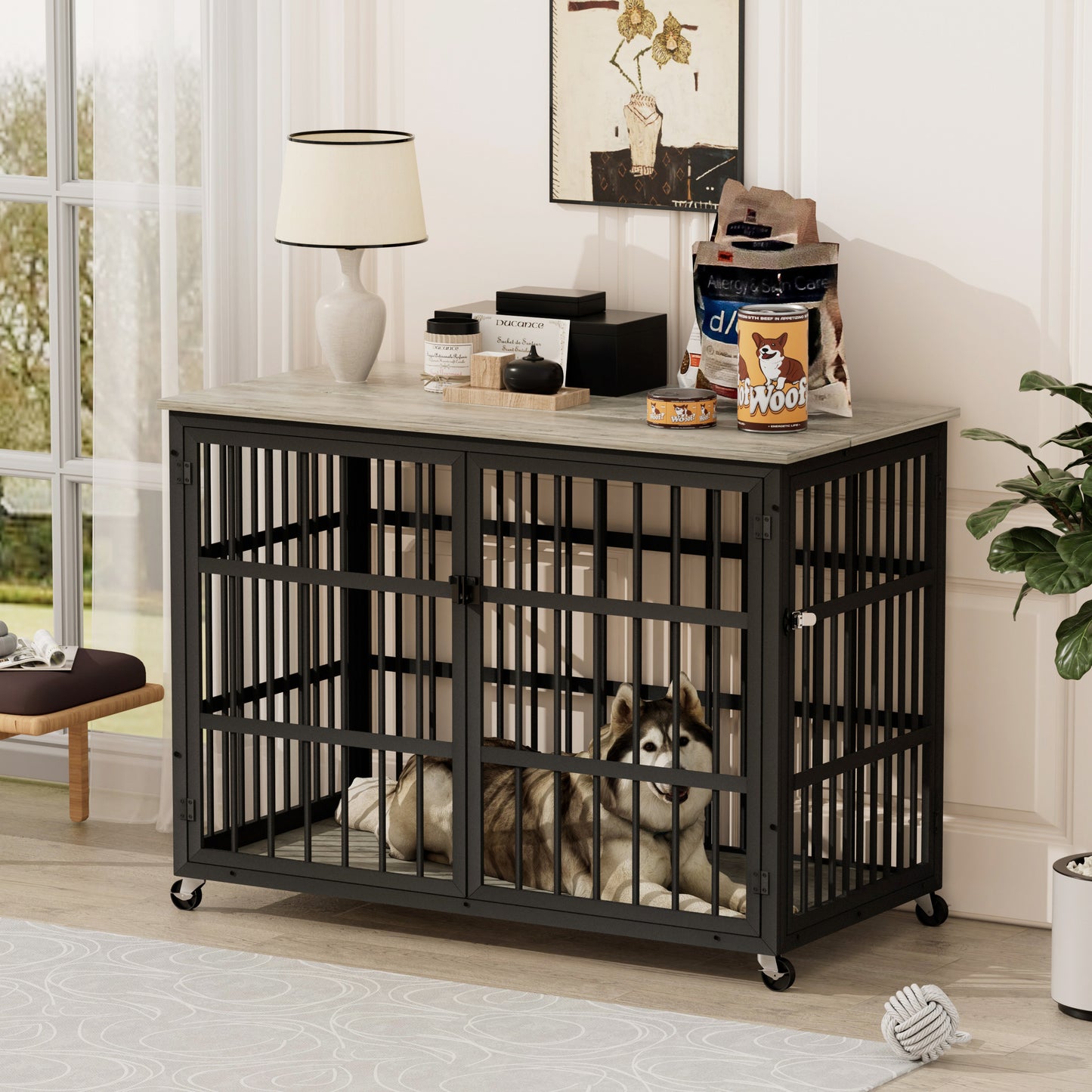 Chic Canine Crate with Side Access - Grey