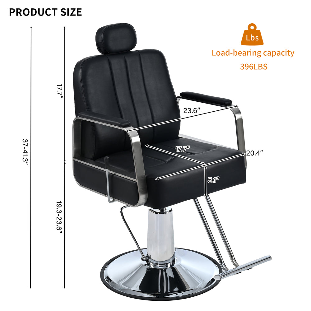 Luxury Reclining Barber & Salon Chair - Strong, Stylish & Versatile