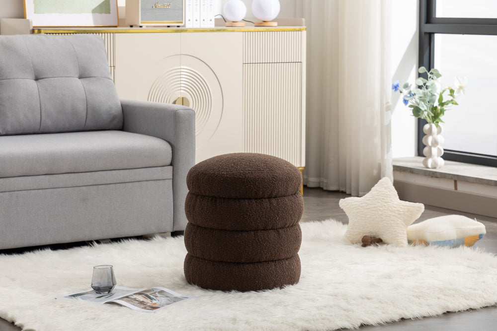 Chic Brown Boucle Ottoman