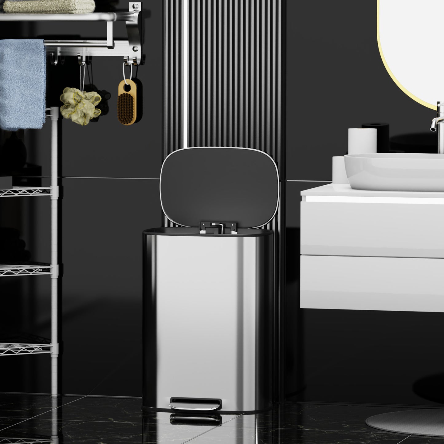 Soft Close Stainless Steel Kitchen Trash Can