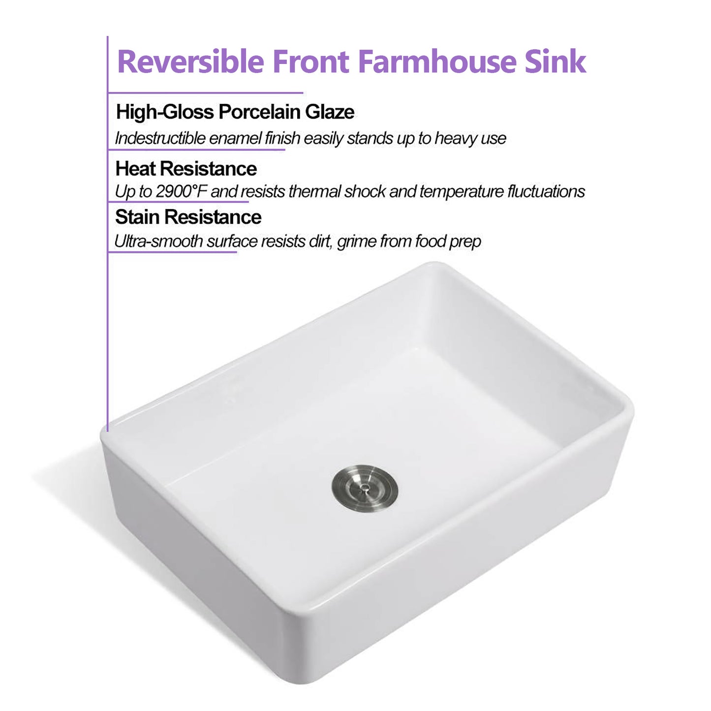 Charming Ceramic Farmhouse Sink with Strainer