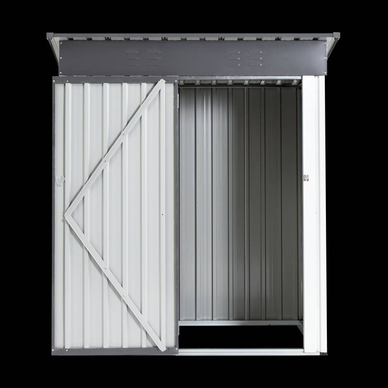 Garden Essentials Metal Storage Shed - Gray & White Rainproof Tool Keeper