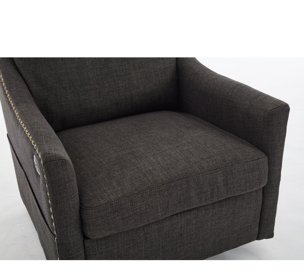 Chic Swivel Accent Chair with USB & Storage