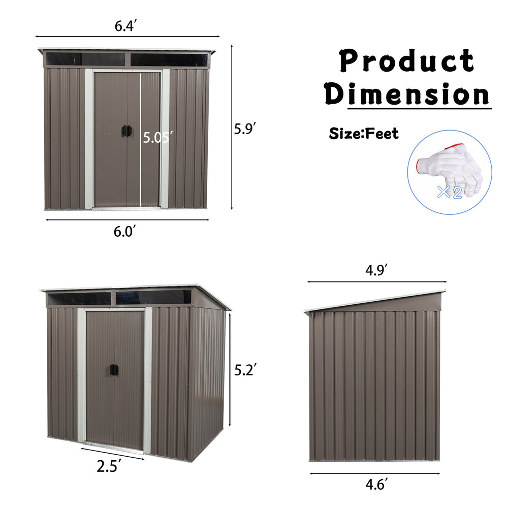 Outdoor Metal Storage Shed with Clear Panel View