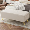 Chic Storage Ottoman with Metal Legs - Beige Corduroy Comfort