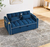 Blue Velvet Dream Sofa Bed: Foldable, Adjustable & USB-Ready