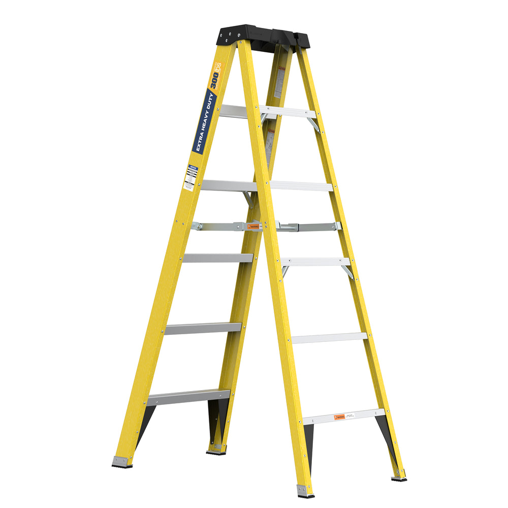 Bright Yellow Fiberglass Step Ladder - Heavy Duty Design