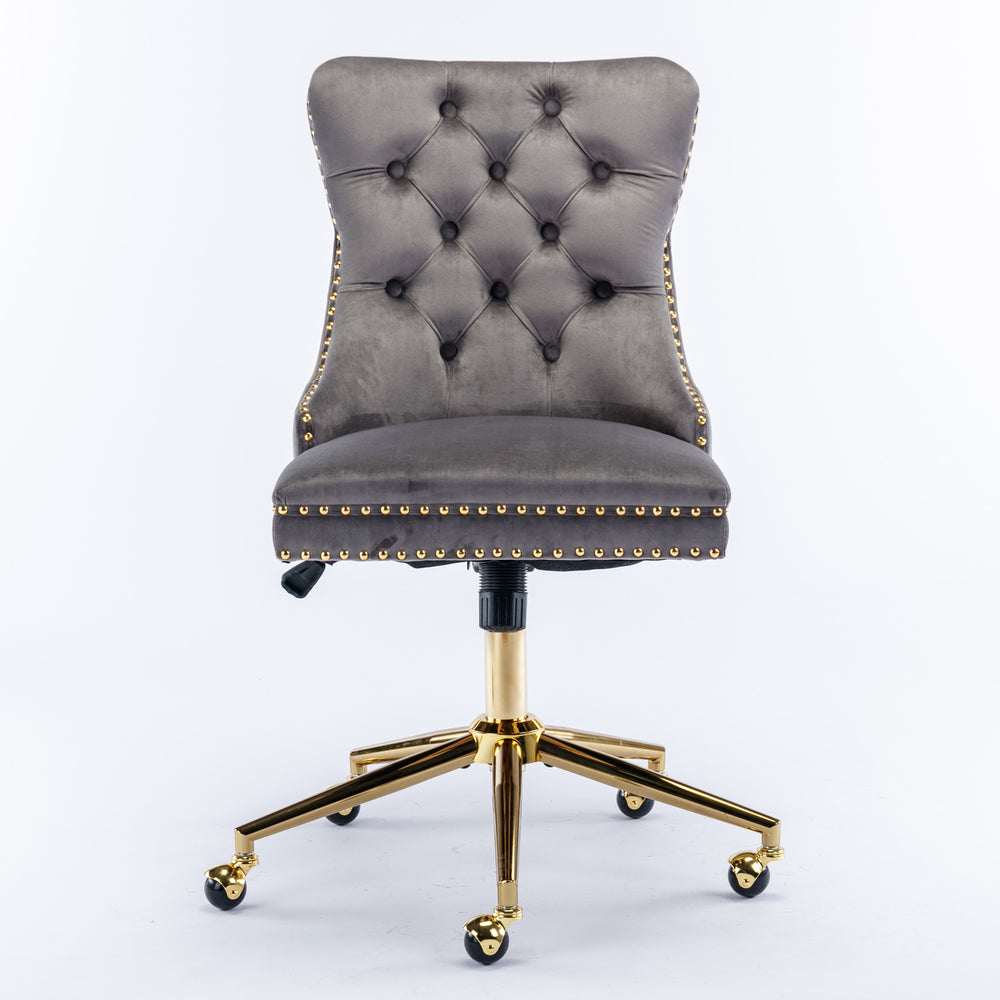 Velvet Luxe Office Chair with Gold Base