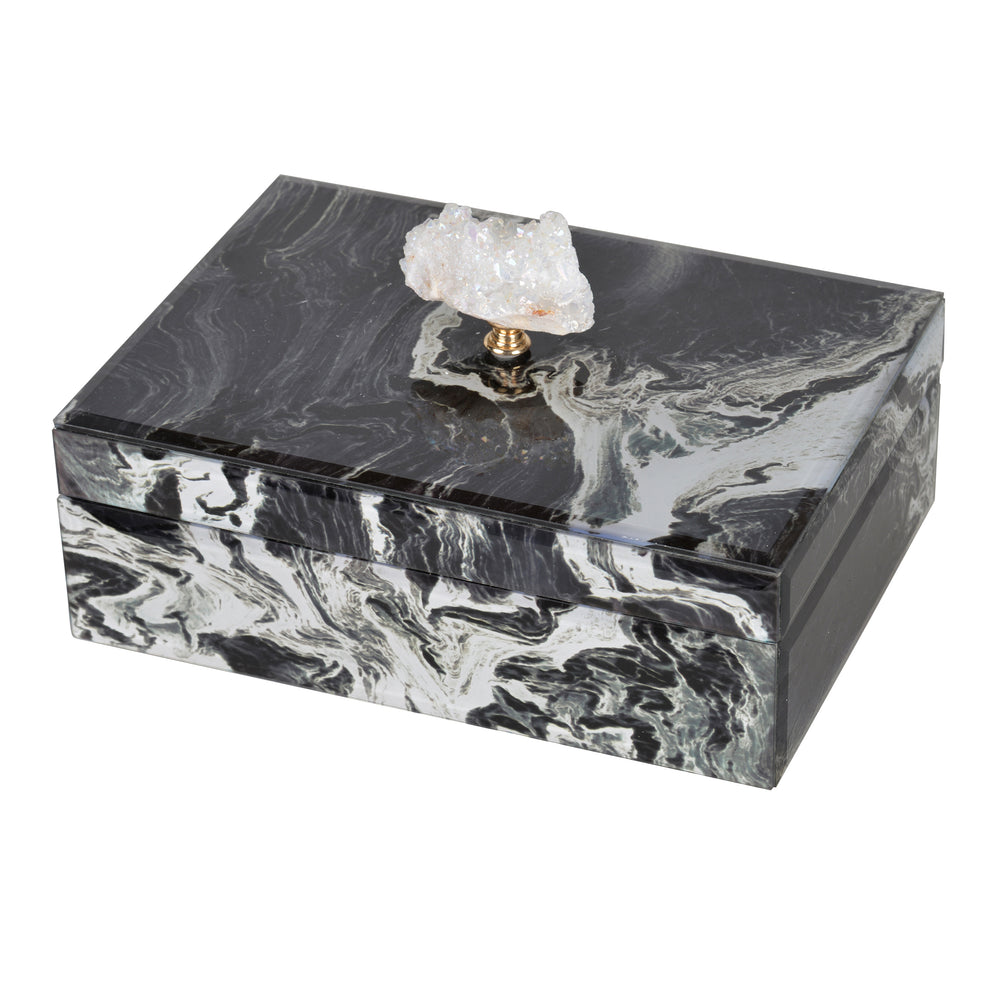 Chic Stackable Black Marbled Jewelry Box