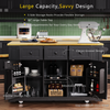 Multi-Functional Rolling Kitchen Island with Drop Leaf & Storage