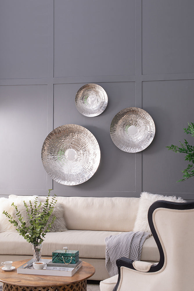 Chic Silver Wall Discs - Set of 3