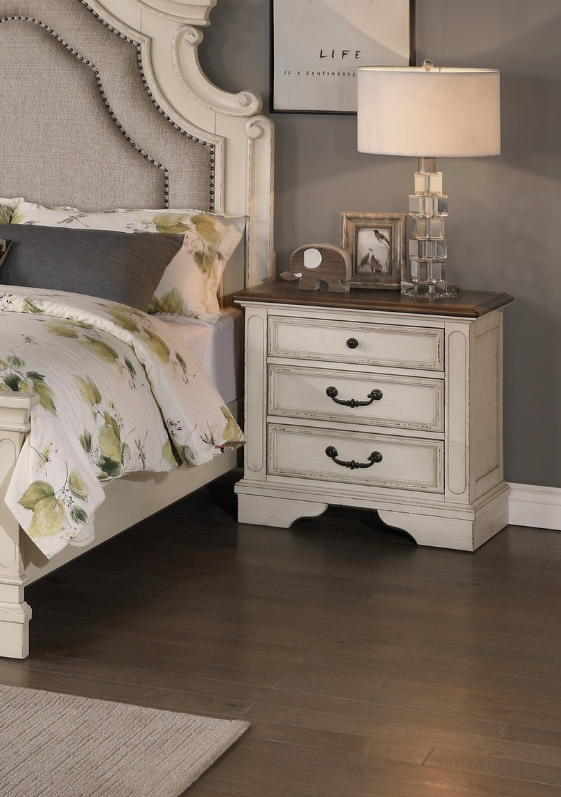 Chic White Wooden Nightstand with Drawers