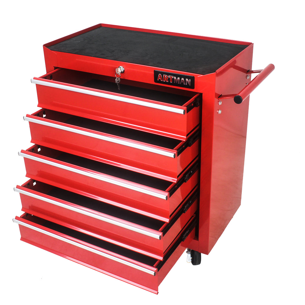 Rolling Red Tool Cart with 5 Drawers