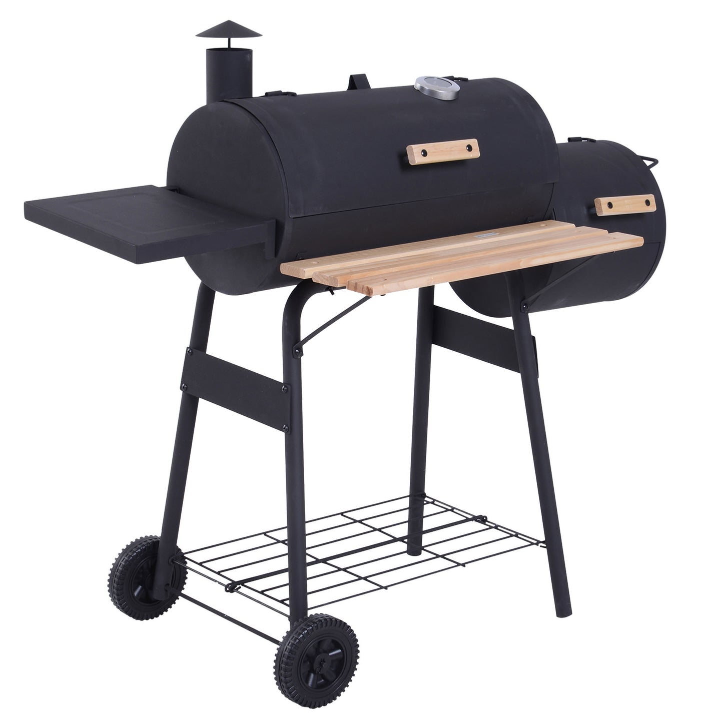 Outsunny Portable Charcoal Grill & Smoker with Wheels