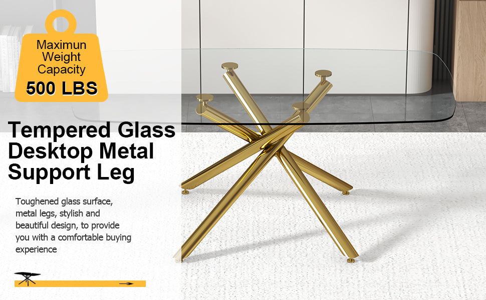 Sleek Glass Dining Table with Chic Metal Legs