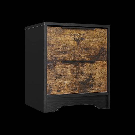 Chic Black Wooden Nightstand with Double Drawers