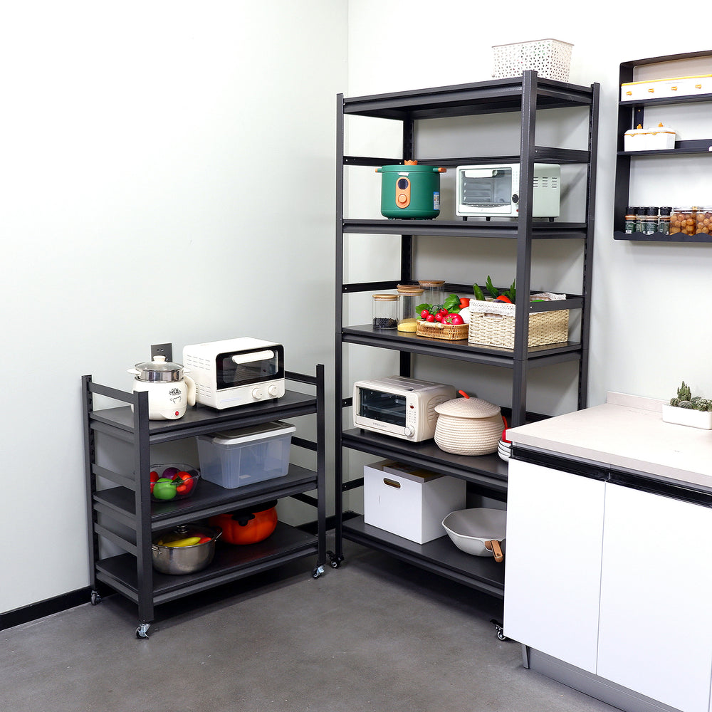 Sturdy Rolling 5-Tier Metal Shelving Unit - Perfect for Kitchen & Garage