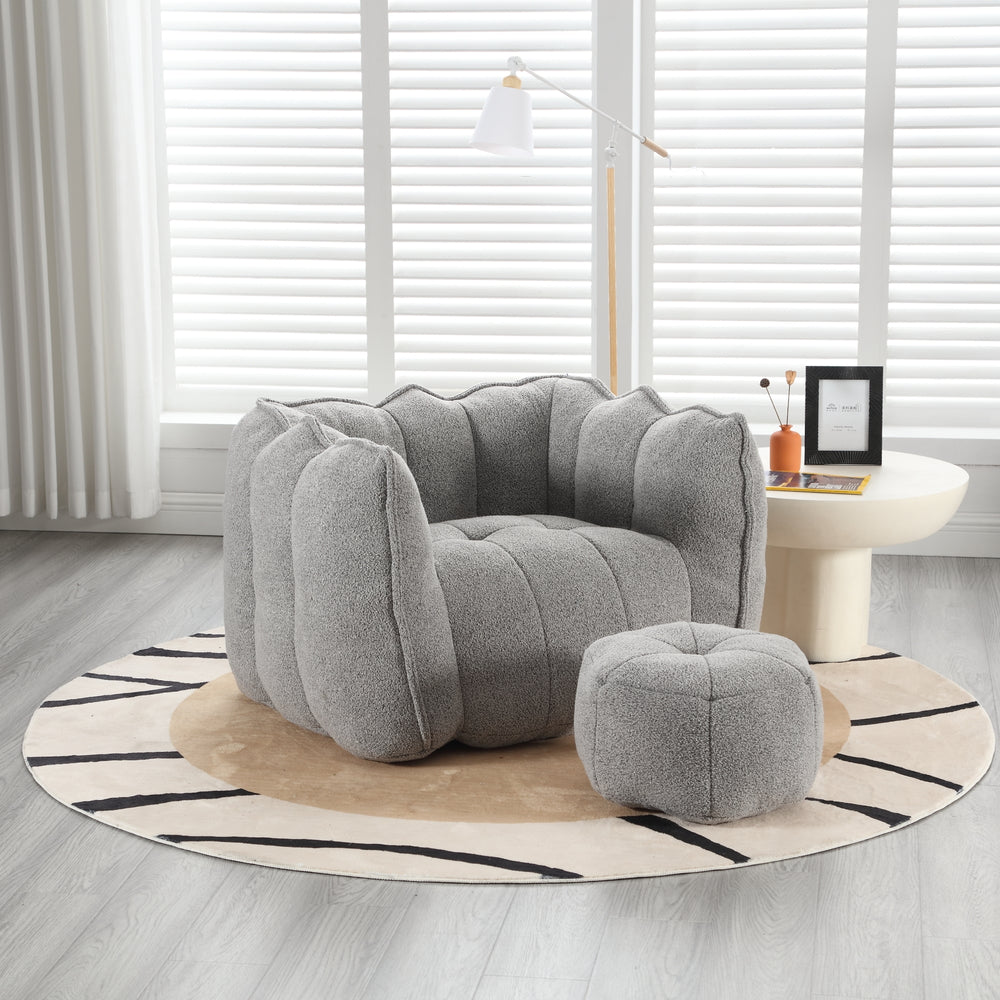 Cozy Square Bean Bag Lounge Chair with Footstool