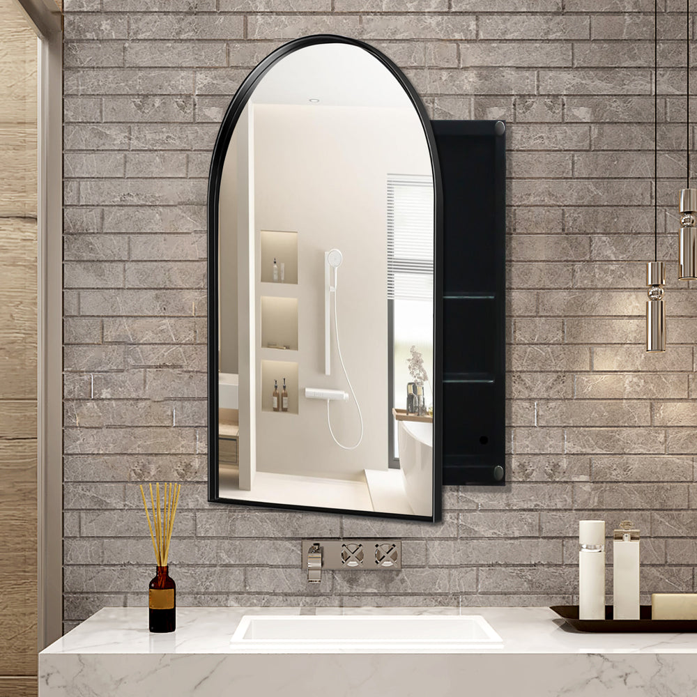 Sleek Arched Medicine Cabinet with Mirror & Adjustable Shelves