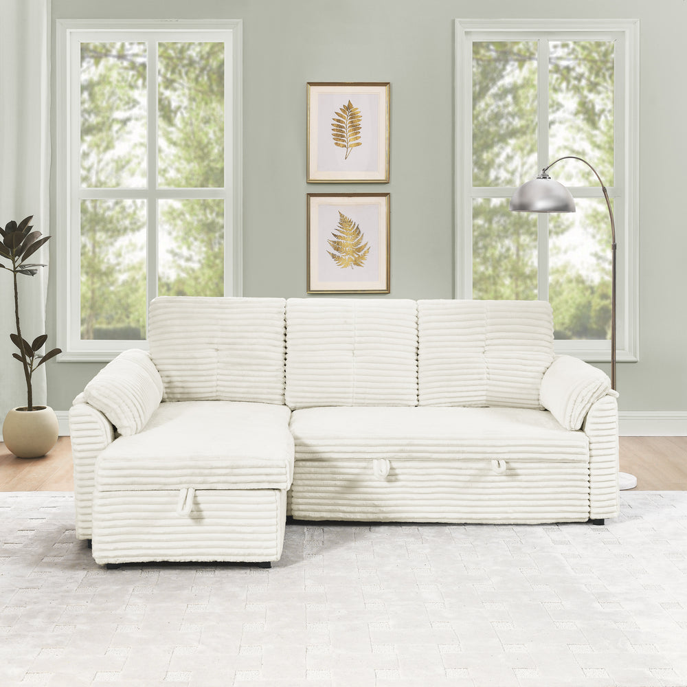 Cozy Convertible Corduroy Sofa Bed with Storage