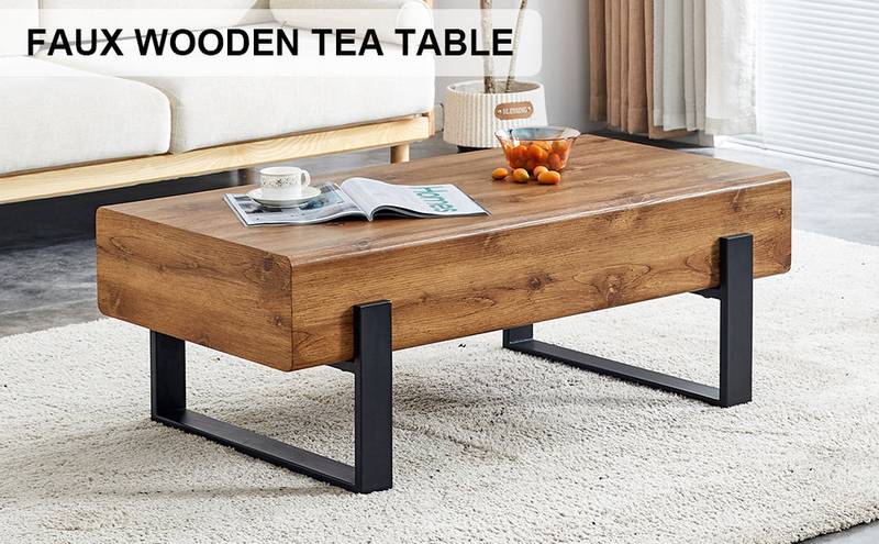 Chic Rustic Coffee Table with Metal Legs
