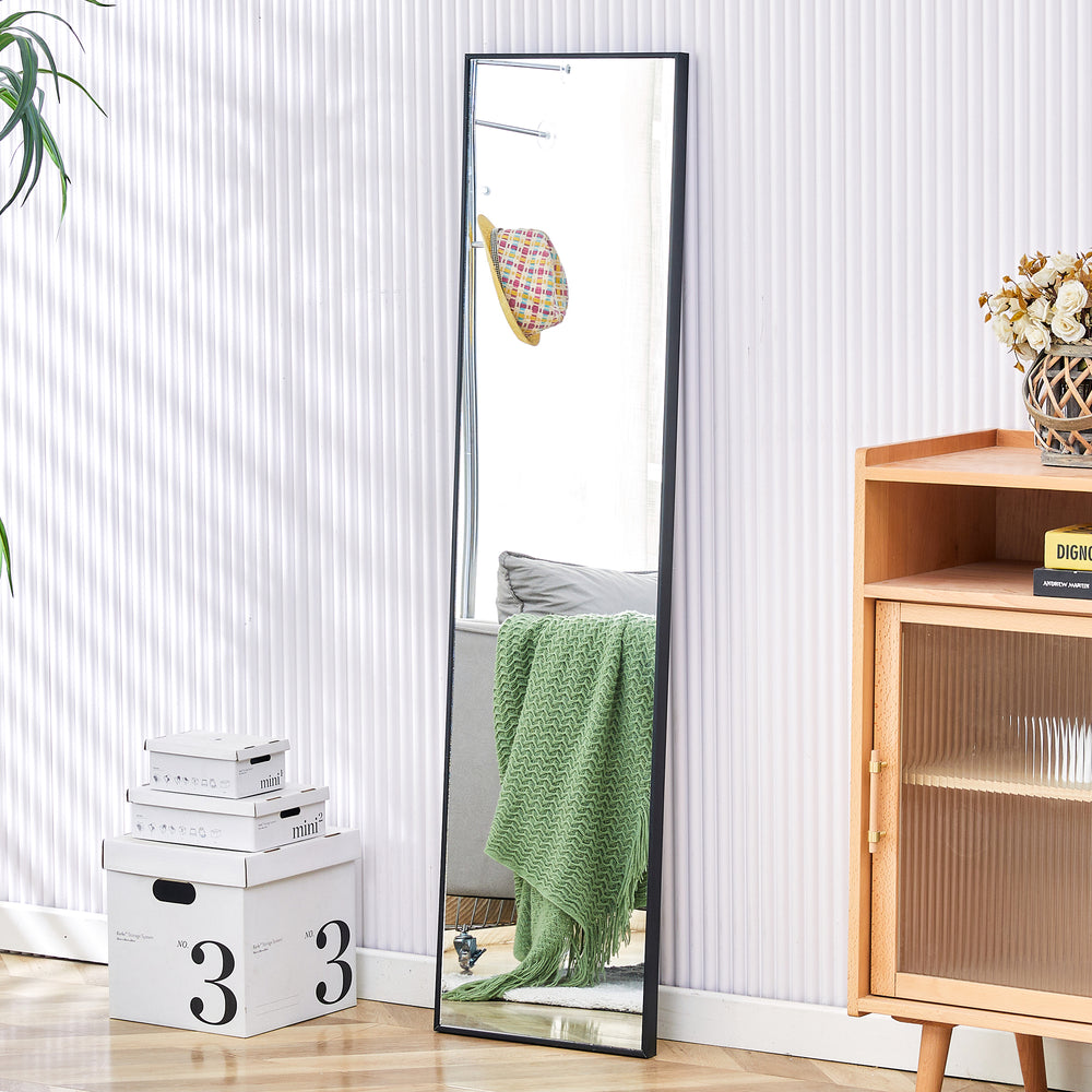 Elegant Full-Length Black Wood Mirror