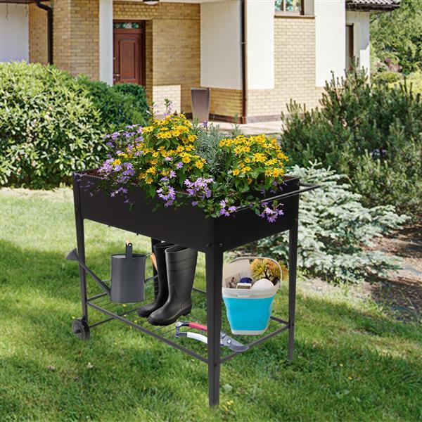 Garden Cart Planter with Wheels - Mobile Elevated Bed for Herbs & Veggies