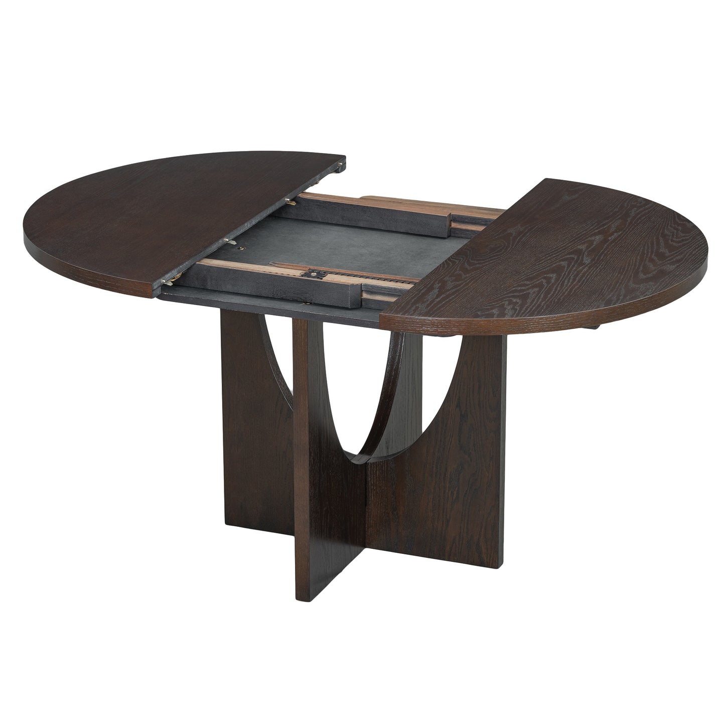 Cozy Expandable Dining Set with Removable Leaf in Espresso and Gray