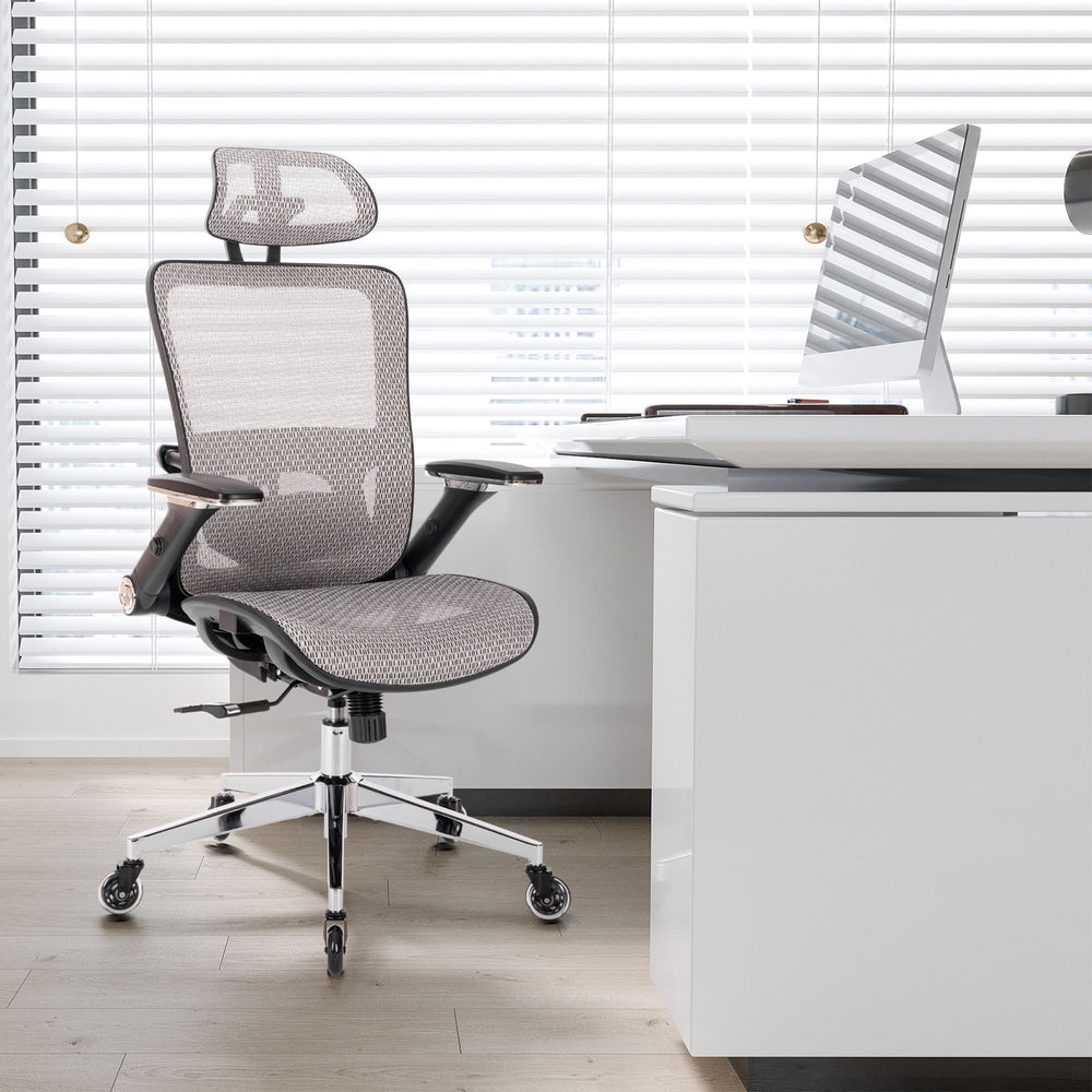 Comfy Grey Mesh Office Chair with Adjustable Features