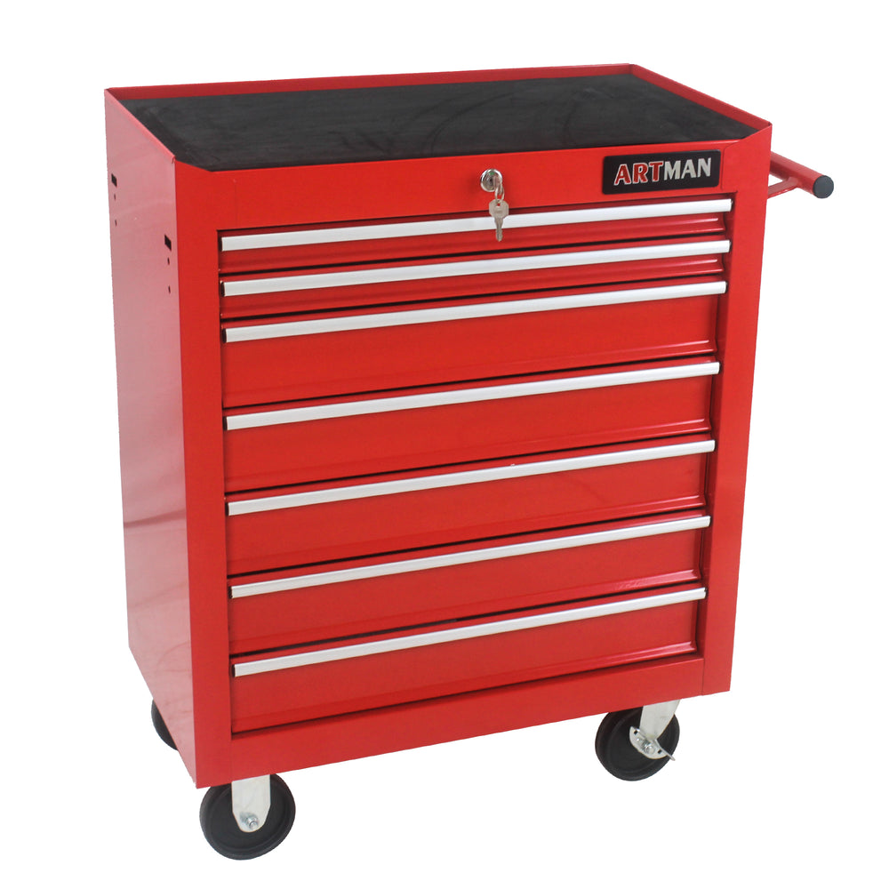 Rolling Red Tool Cart with 7 Drawers