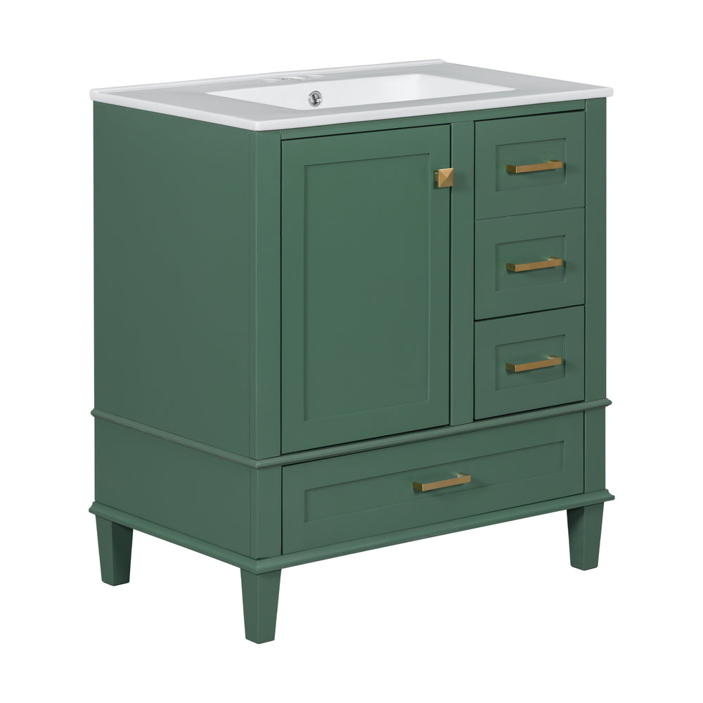 Chic Green Bathroom Vanity with Sink and Soft-Close Drawers