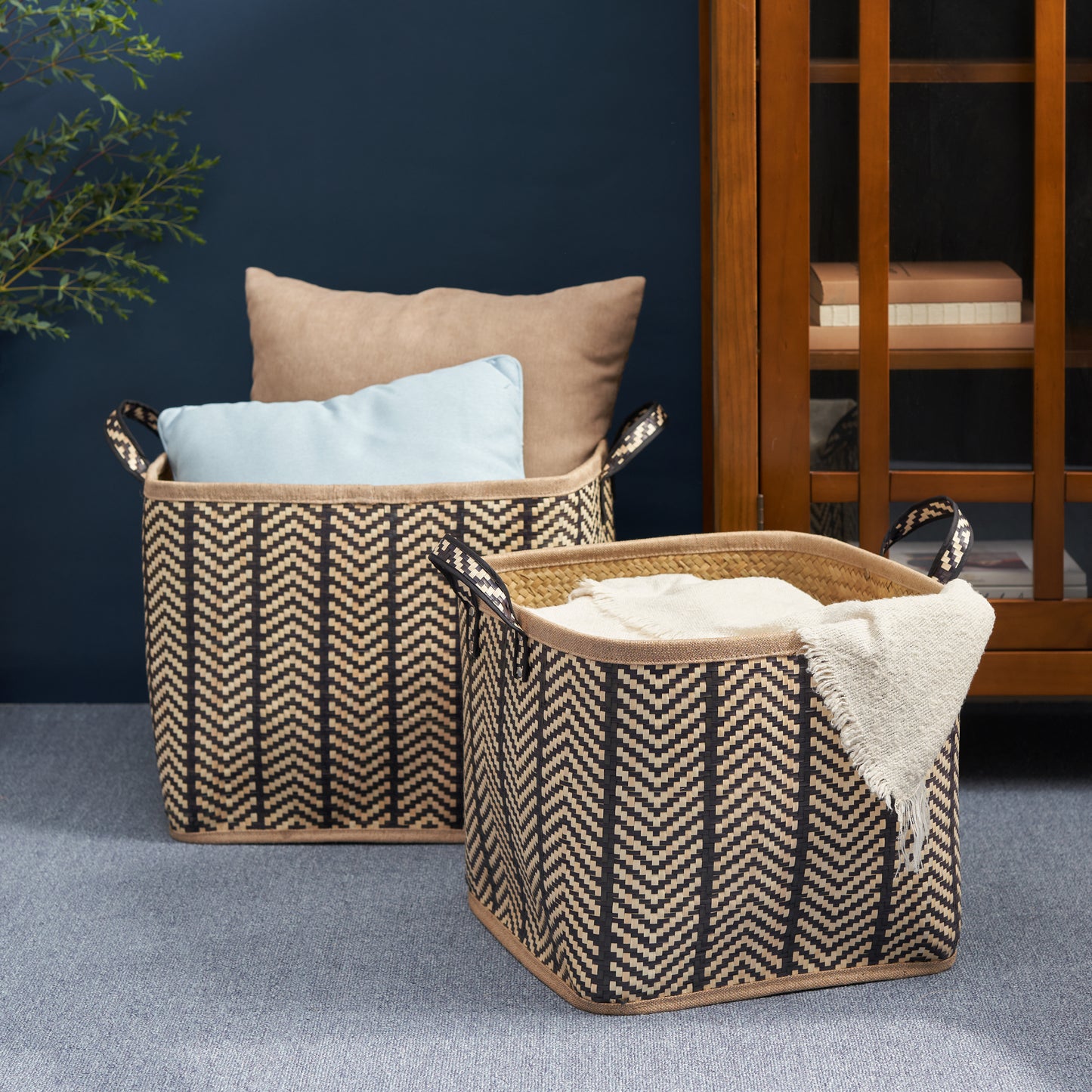 Chic Woven Storage Baskets - Set of Two