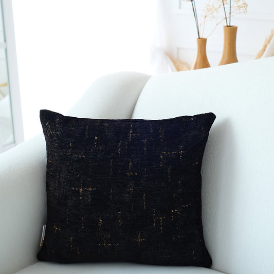 Chic Black and Gold Chenille Pillow