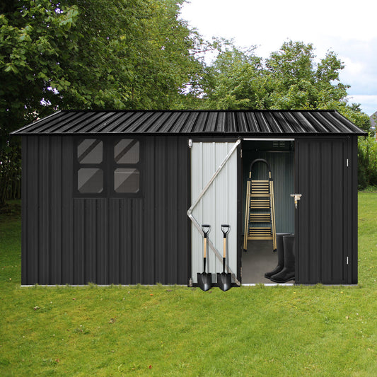 Chic Black Garden Shed with Window