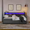 Cozy Grey Twin Sofa Bed with LED Lights & Storage Features