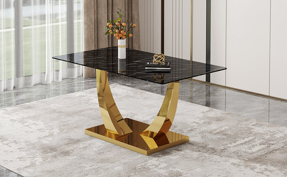 Chic Glass & Gold Dining Table