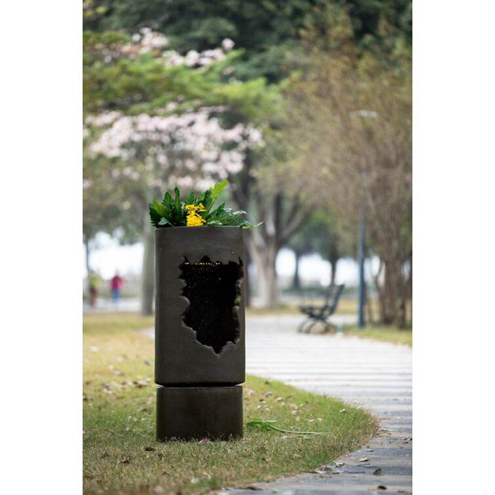 Elegant Lighted Outdoor Fountain with DIY Flower Options