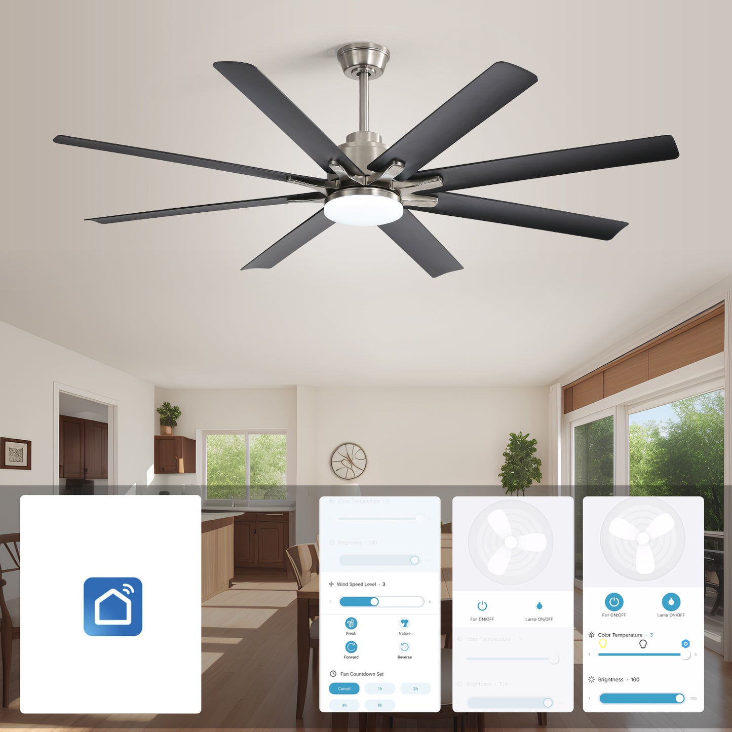 WhisperCool Smart Ceiling Fan with Dimmable Lights