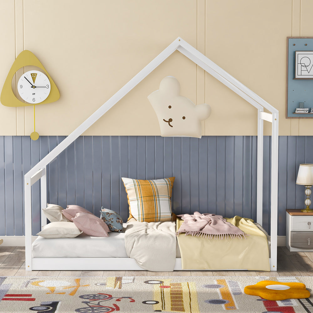 Cozy White House Bed for Kids