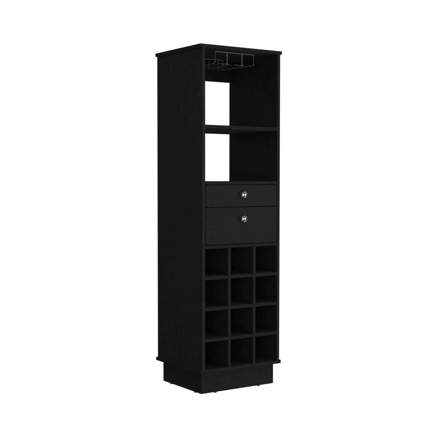 Chic Wine Bar Cabinet with Drawers and Wine Rack