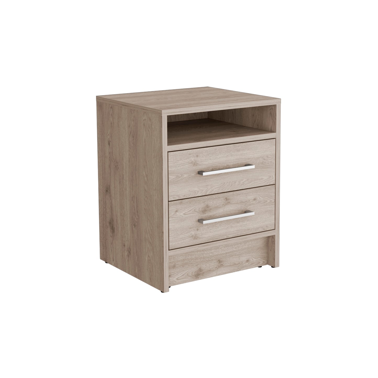 Chic Light Gray Nightstand with Two Drawers