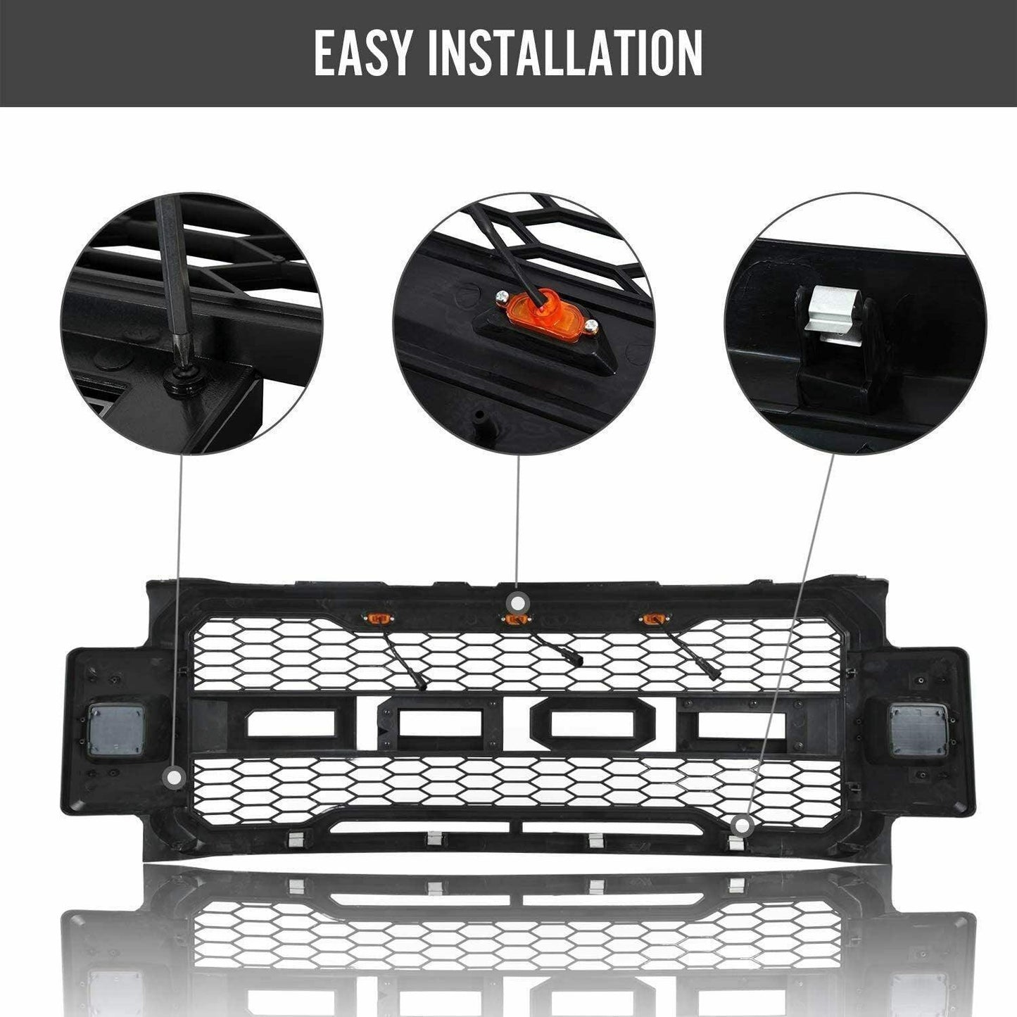 Super Duty Raptor Grill with LED Lights - Matte Black