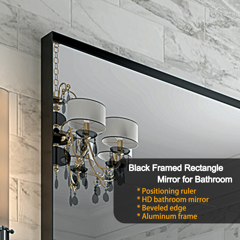 Chic Black Wall-Mount Bathroom Mirror