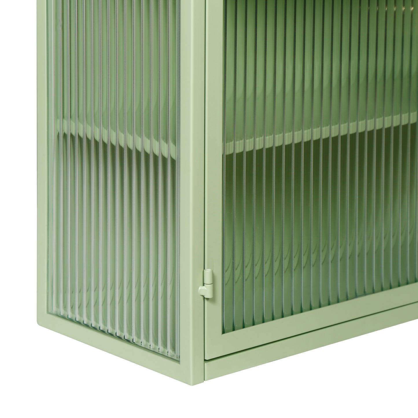 Mint Green Modern Wall Cabinet with Glass Doors