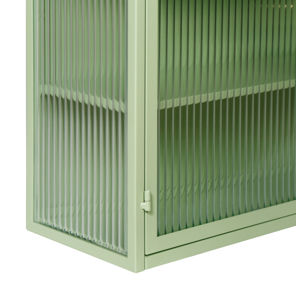 Mint Green Modern Wall Cabinet with Glass Doors