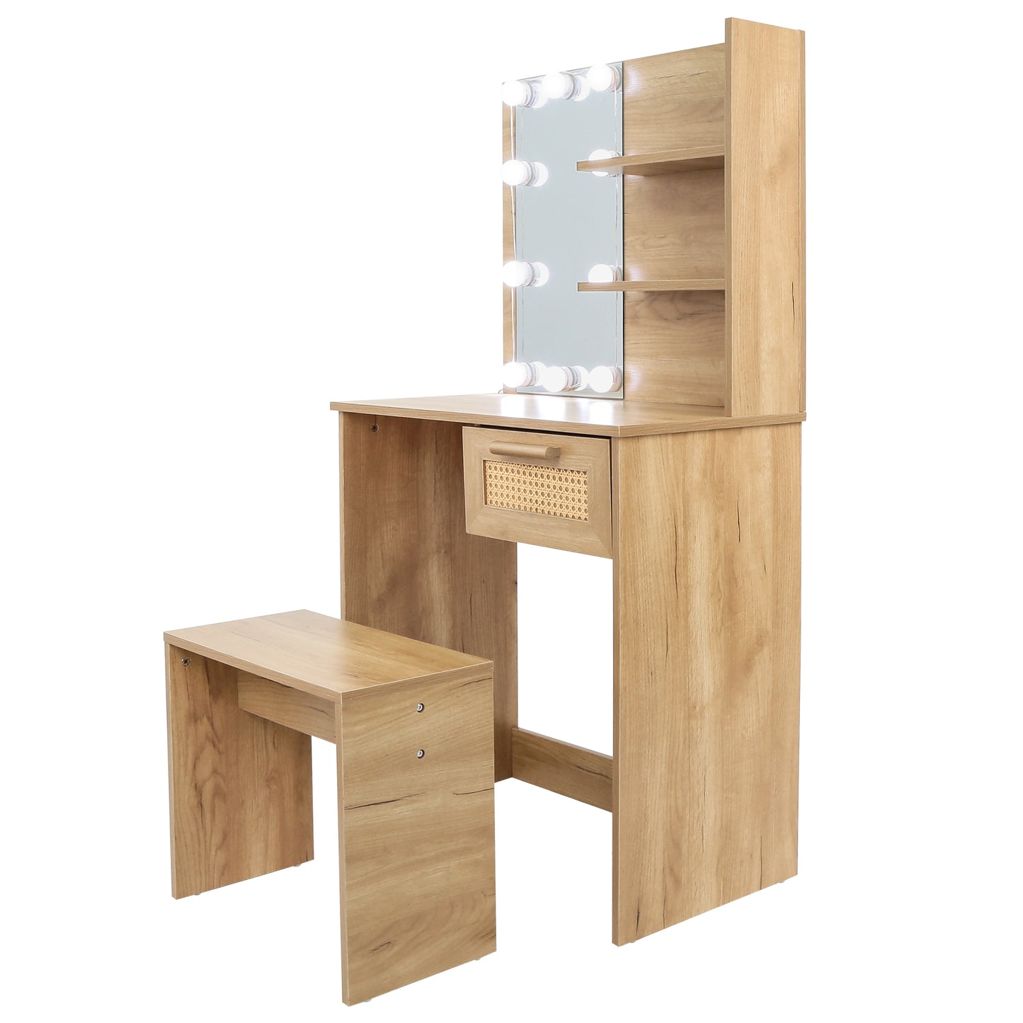 Radiant Vanity Set with Stool and LED Mirror