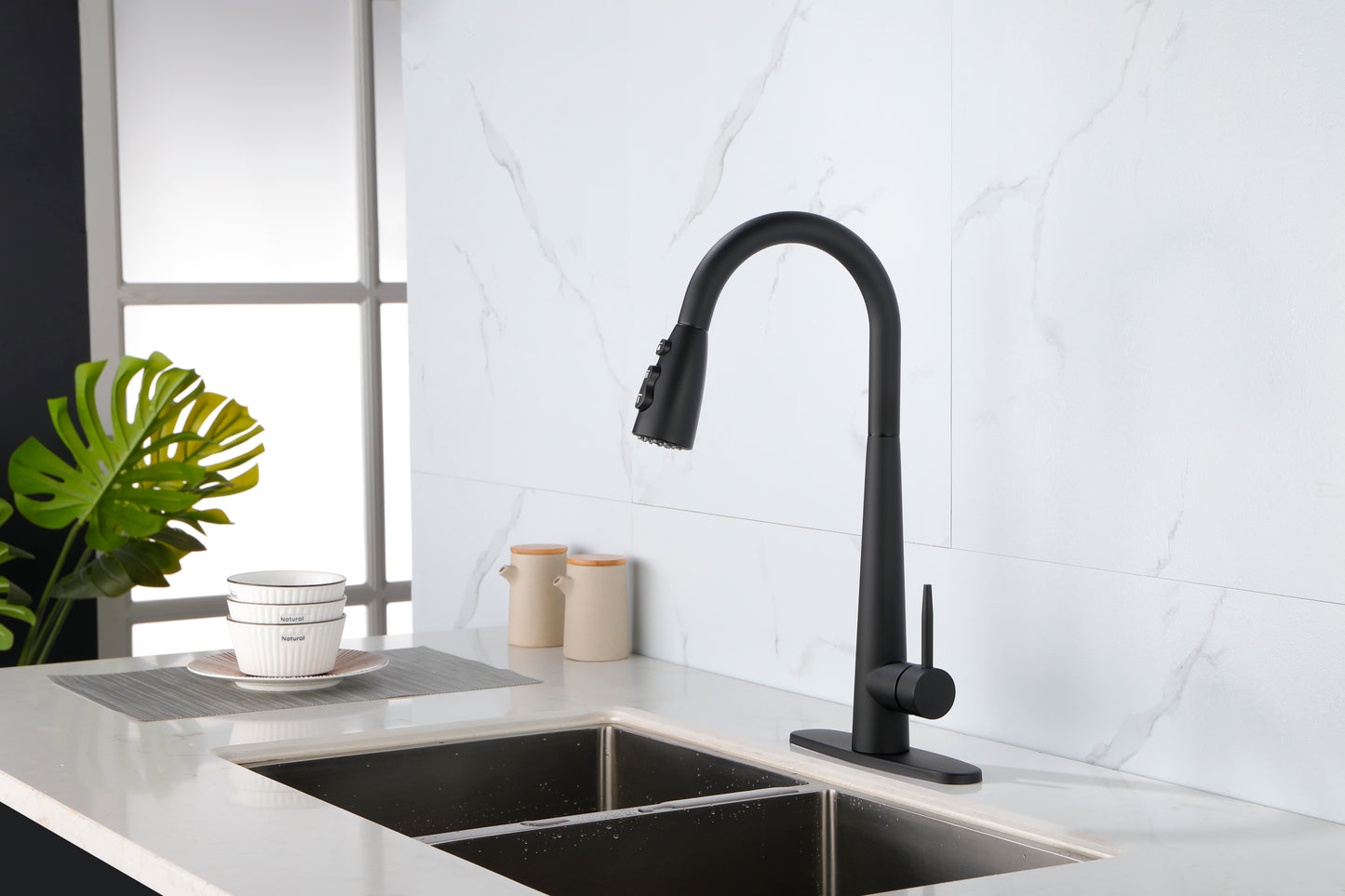 Matte Black Pull Down Kitchen Faucet