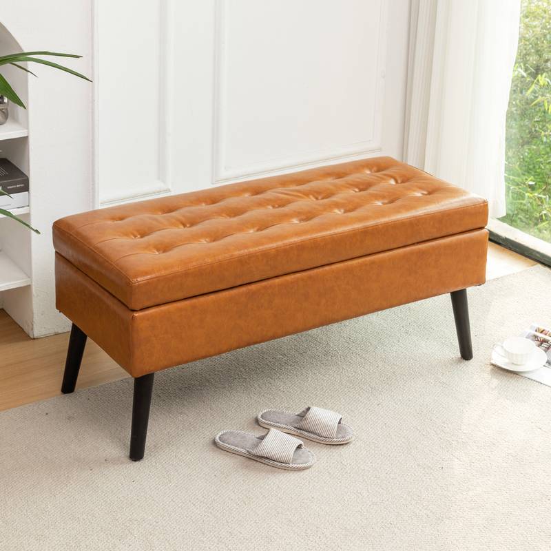 Stylish Leather Storage Bench