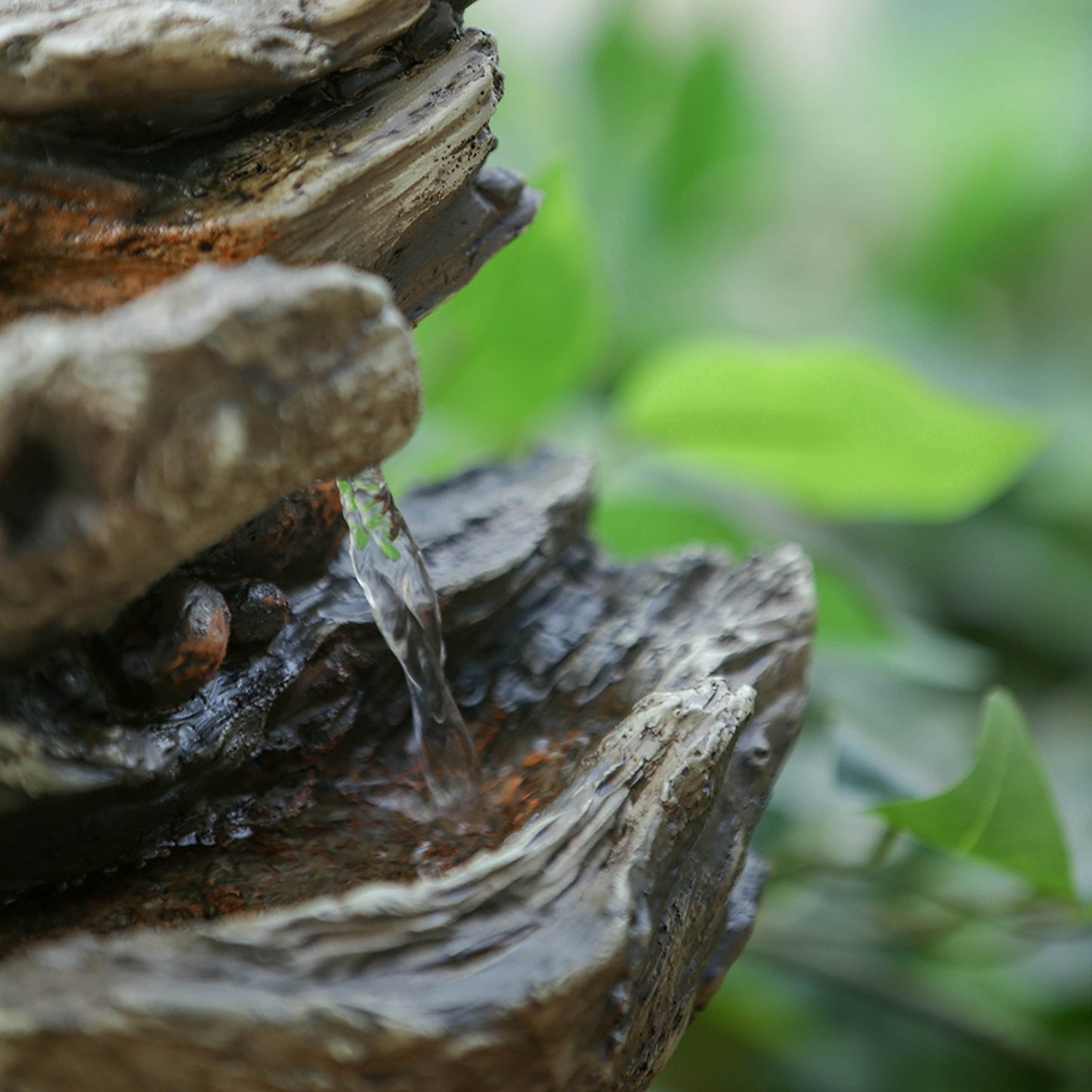 Charming Wood-Look Tabletop Fountain with LED Light