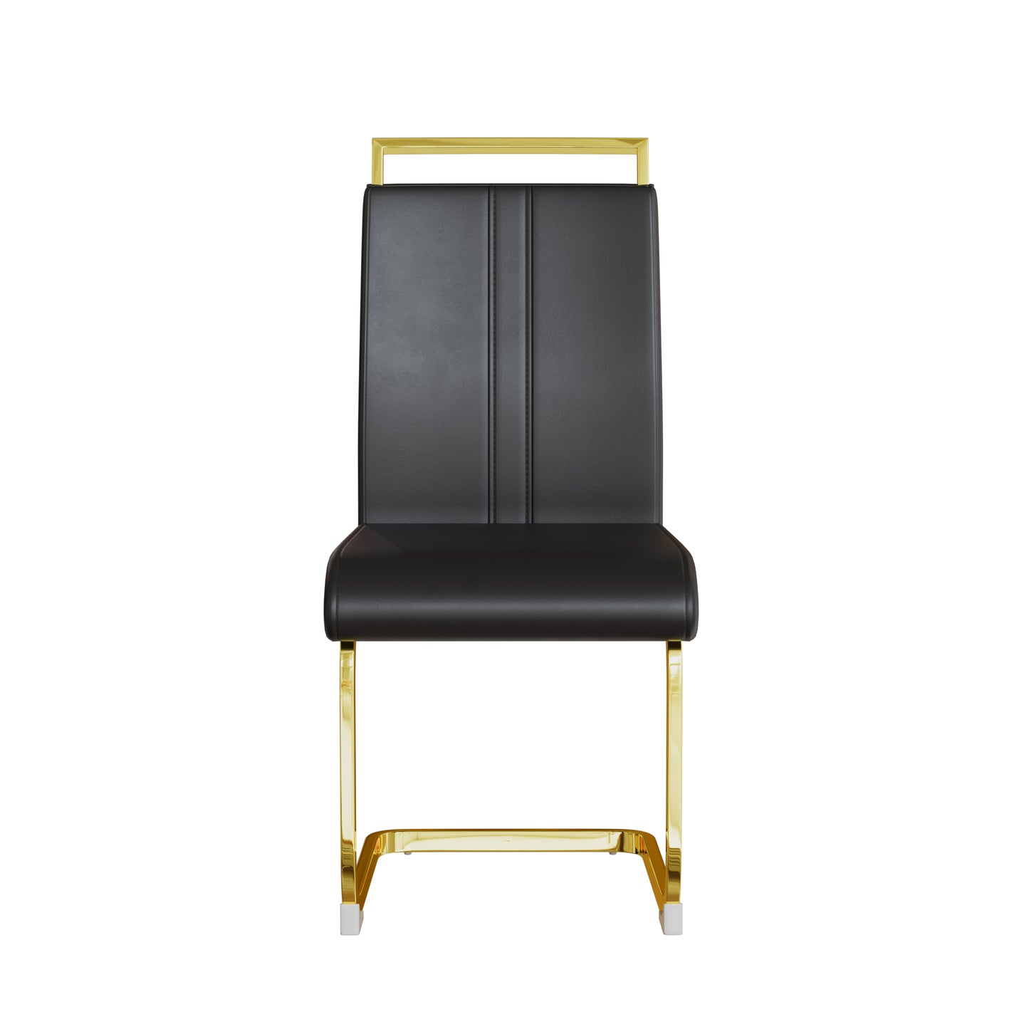 Chic Faux Leather Dining Chairs with Gold Legs - Set of Two